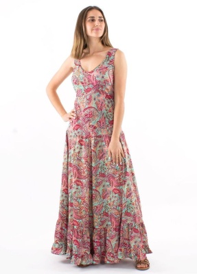 Rochie Maxi print floral menta - Img 2
