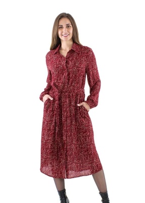 Rochie Midi bordeaux Vintage Retro - Img 1