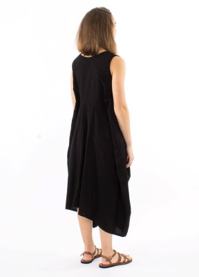 Rochie neagra bumbac croi asimetric - Img 3