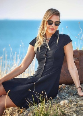 Rochie neagra cu guler camasa - Img 3