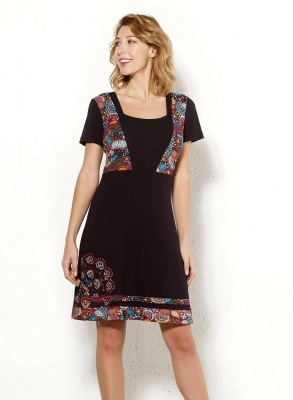 Rochie neagra cu insertii etnice - Img 2