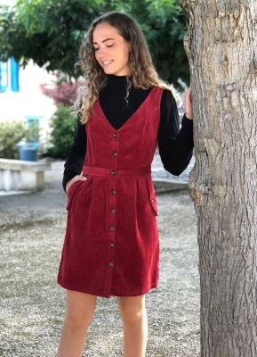 Rochie sarafan bordeaux velur - Img 2