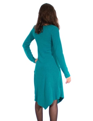 Rochie tricot petrol asimetrica - Img 2