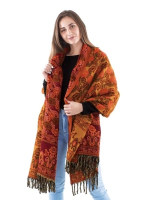 Șal bordeaux Boho floral - Img 1