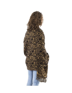 Șal negru cu print Cashmere - Img 3
