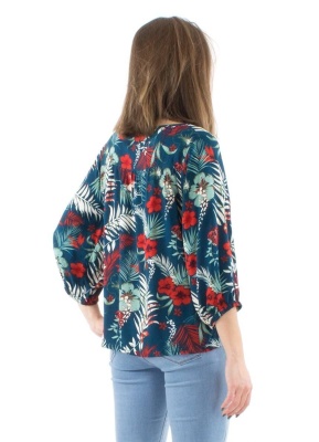 Bluza marine print tropical - Img 3