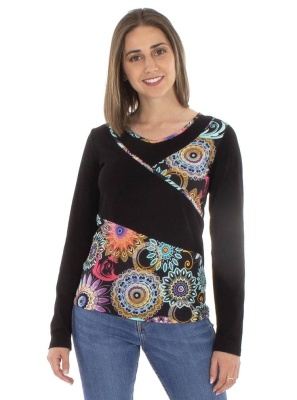 Bluza neagra cu print mandale - Img 1