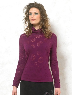 Bluza rosie cu efect devore - Img 2