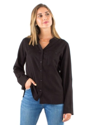 Camasa neagra chic cu guler tunica - Img 2