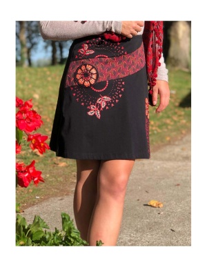 Fusta neagra bumbac print floral - Img 1
