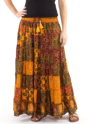 Fusta orange 2 in 1 cu print patchwork - Img 1