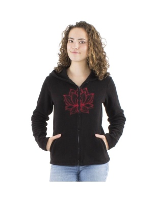 Jacheta neagra cu broderie Lotus - Img 2