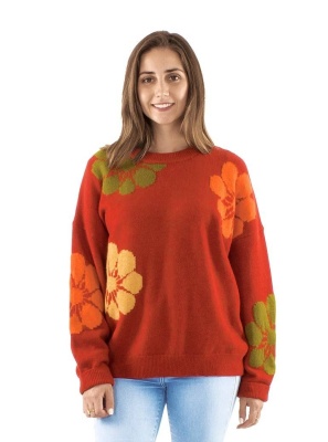 Pulover tricotat Print Fleur - Img 1