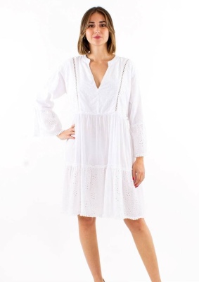 Rochie alba boema cu broderie englezeasca - Img 1