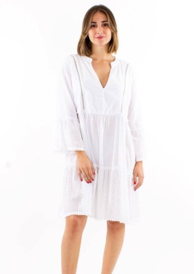 Rochie alba boema cu broderie englezeasca - Img 2
