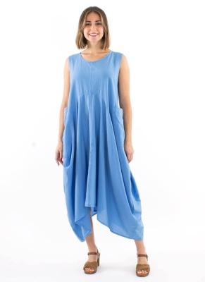 Rochie Blue bumbac croi asimetric - Img 1