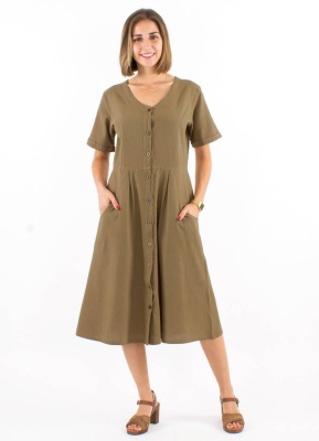 Rochie bumbac nuanta sable - Img 1