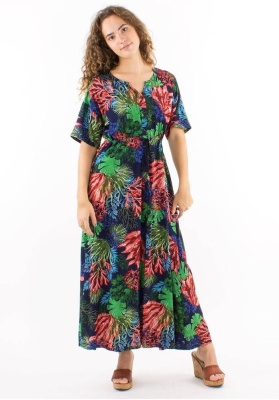 Rochie lunga marine cu nasturi - Img 1