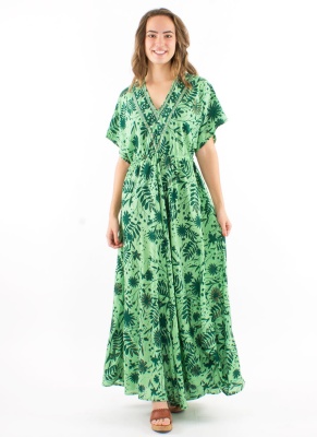 Rochie lungă mentă Print Aster Dore - Img 2