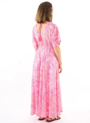 Rochie lunga rose print aztec pastel - Img 2