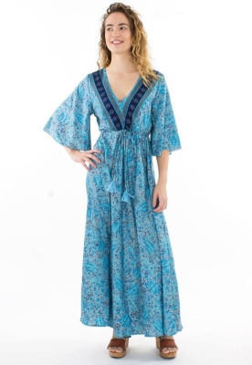Rochie maxi turquaz print Sari - Img 3