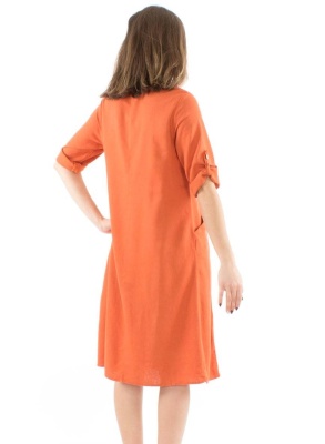 Rochie midi larga nuanta caramiziu - Img 4