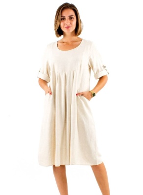 Rochie midi larga nuanta ecru - Img 1
