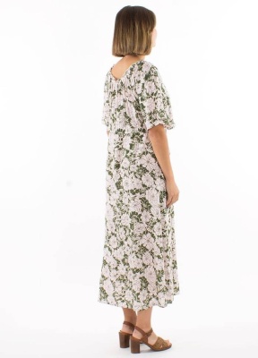 Rochie midi olive print anemone - Img 3