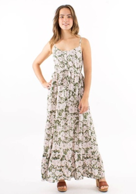 Rochie olive cu print anemone - Img 2
