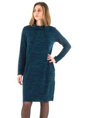 Rochie petrol tricot guler rulat - Img 2