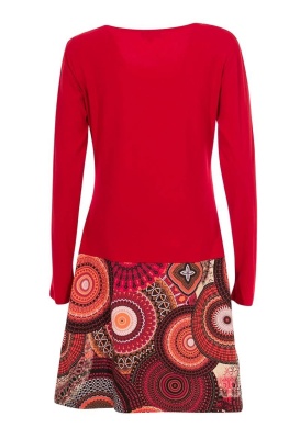 Rochie rosie cu print psihedelic - Img 2