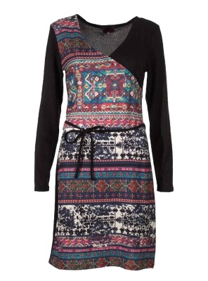 Rochie stil wrap cu print vintage - Img 1