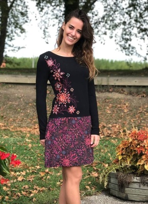 Rochie tricotata bumbac cu print laur - Img 1