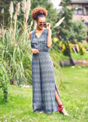 Salopeta Boho Chic alb-negru - Img 1