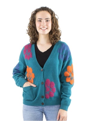 Vesta jacheta petrol Print Fleur - Img 2