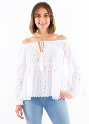 Bluza boema brodata cu maneci lalele - Img 2