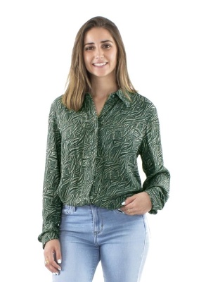 Bluza Retro kaki Print Safari - Img 1
