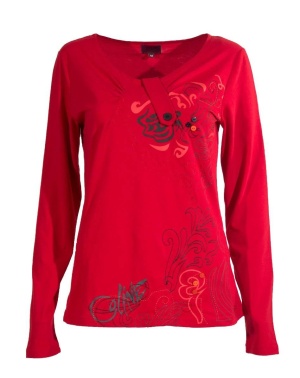 Bluza rosie cu model chic - Img 1