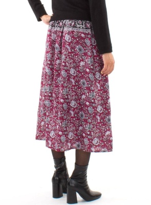 Fusta bordeaux cu flori boho-chic - Img 3