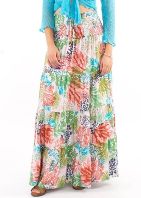 Fusta lunga Etnic Chic cu print oceanic - Img 3