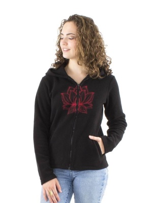 Jacheta neagra cu broderie Lotus - Img 1