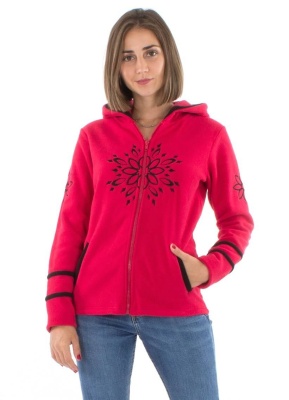Jacheta rosie cu broderii florale - Img 2