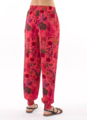 Pantaloni corai cu print tropical - Img 4