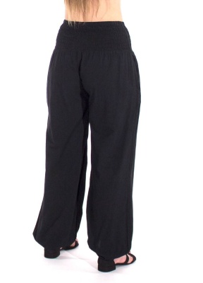 Pantaloni uni-chic negri bumbac - Img 2