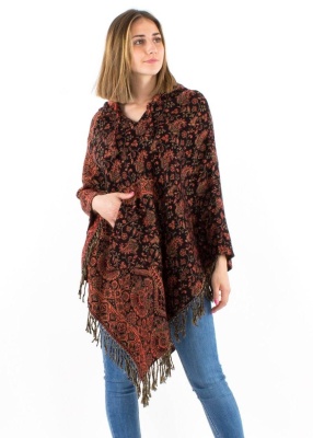 Poncho boho-chic cu flori punjab - Img 5