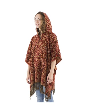 Poncho bordeaux Boho Etnic floral - Img 4