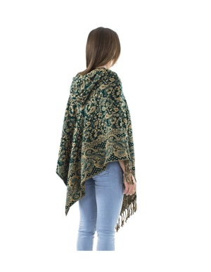 Poncho petrol Print Cashmere - Img 2