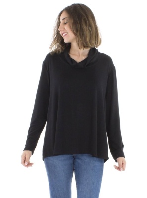 Pulover negru cu croi fluid - Img 2