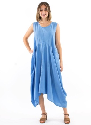 Rochie Blue bumbac croi asimetric - Img 2
