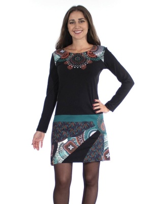 Rochie etnic-chic tricot bumbac - Img 2